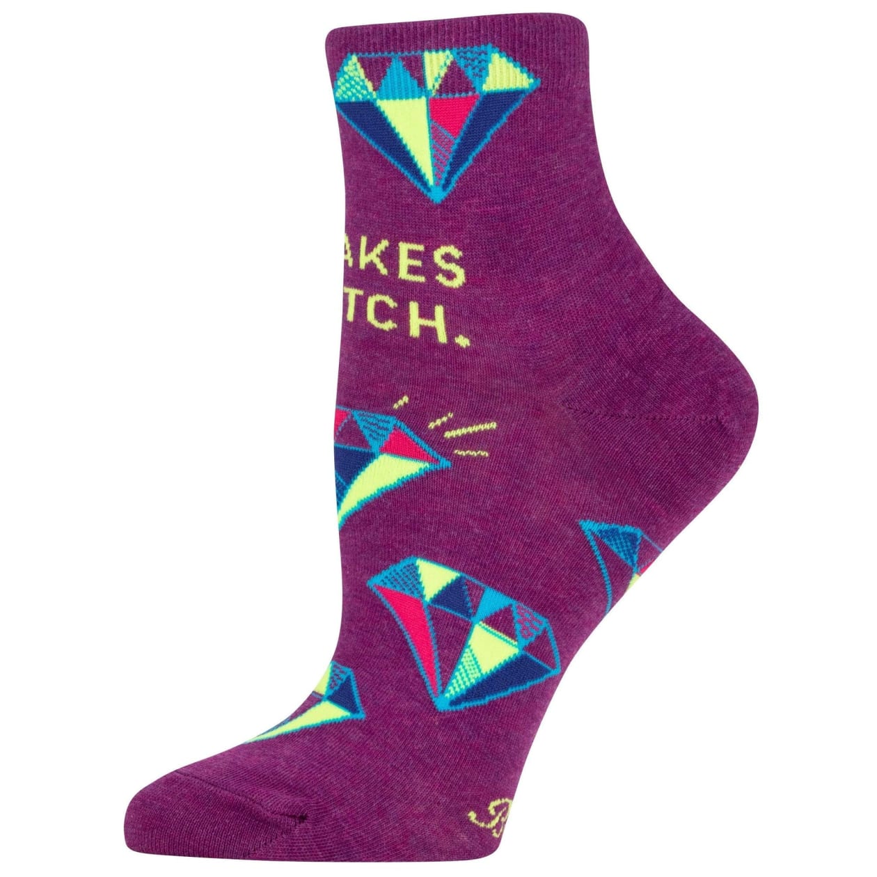 It Takes a Bitch Women's Ankle Socks | Purple with Diamond Motif | BlueQ at GetBullish