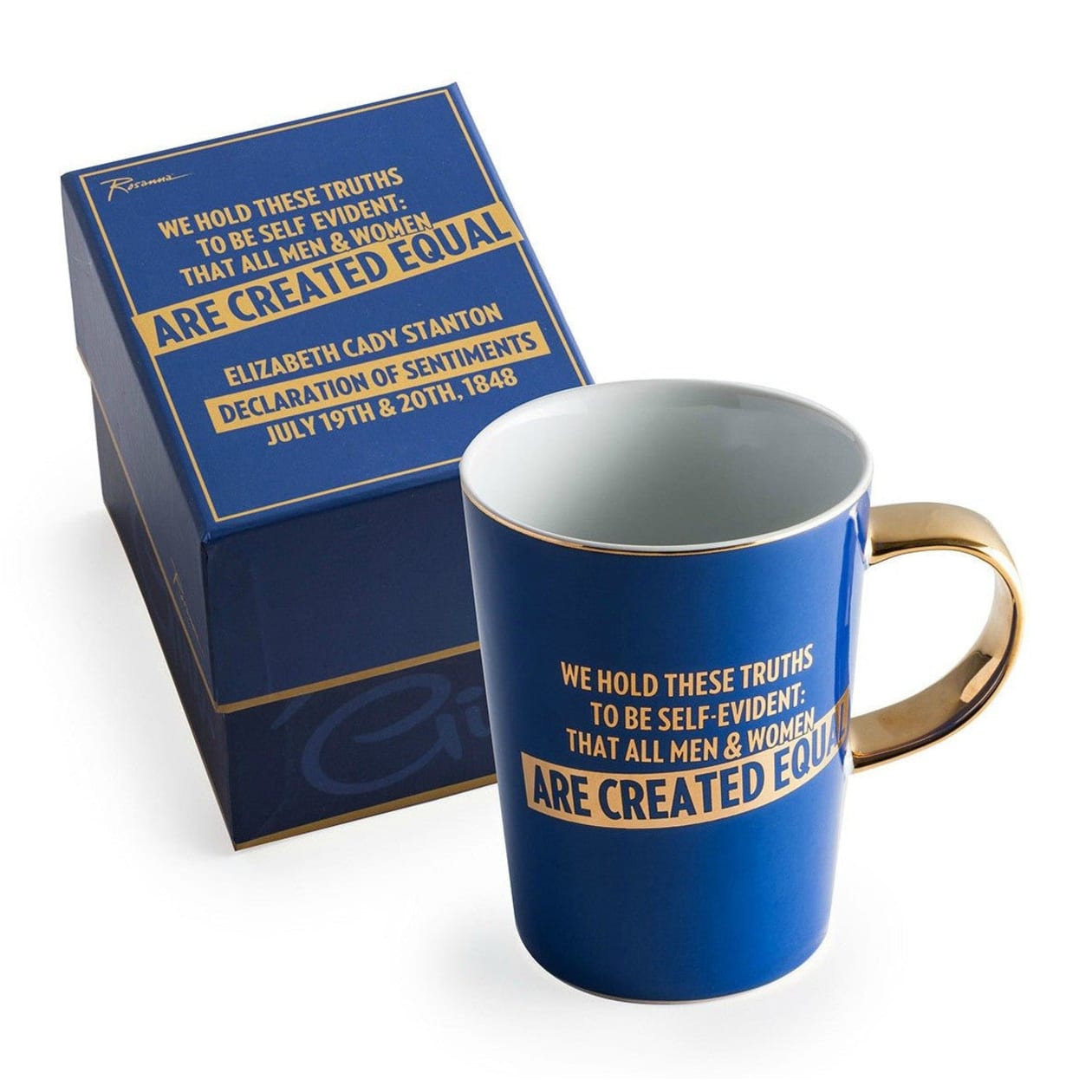 Women's Suffrage Seneca Falls Declarations Porcelain and Gold Coffee Mug in Gift Box