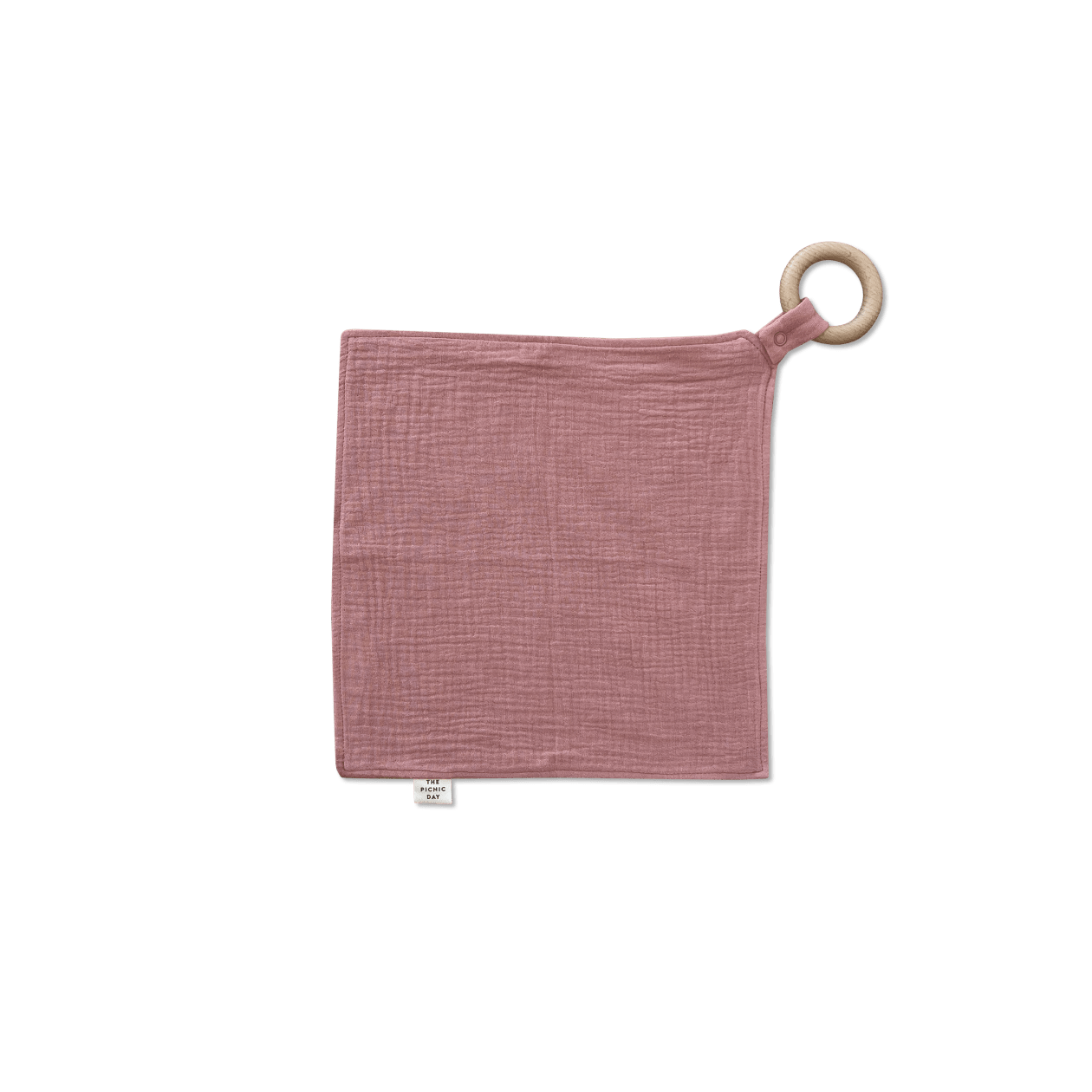 Organic Cotton Burp Cloth with Teether Peach