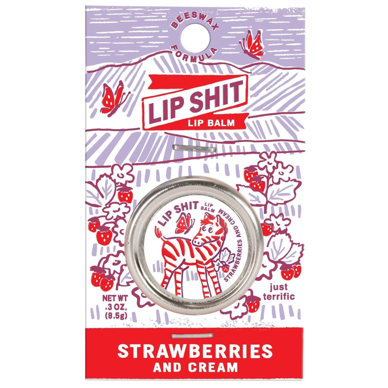 Lip Shit Lip Balm in Strawberries And Cream | Lip Moisturizer in Tin | .3oz | BlueQ at GetBullish