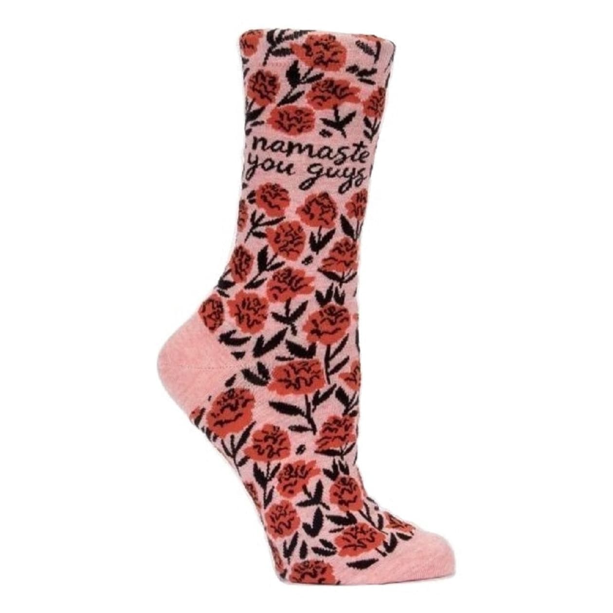 Namaste You Guys Women's Crew Socks in Yoga Floral | BlueQ at GetBullish