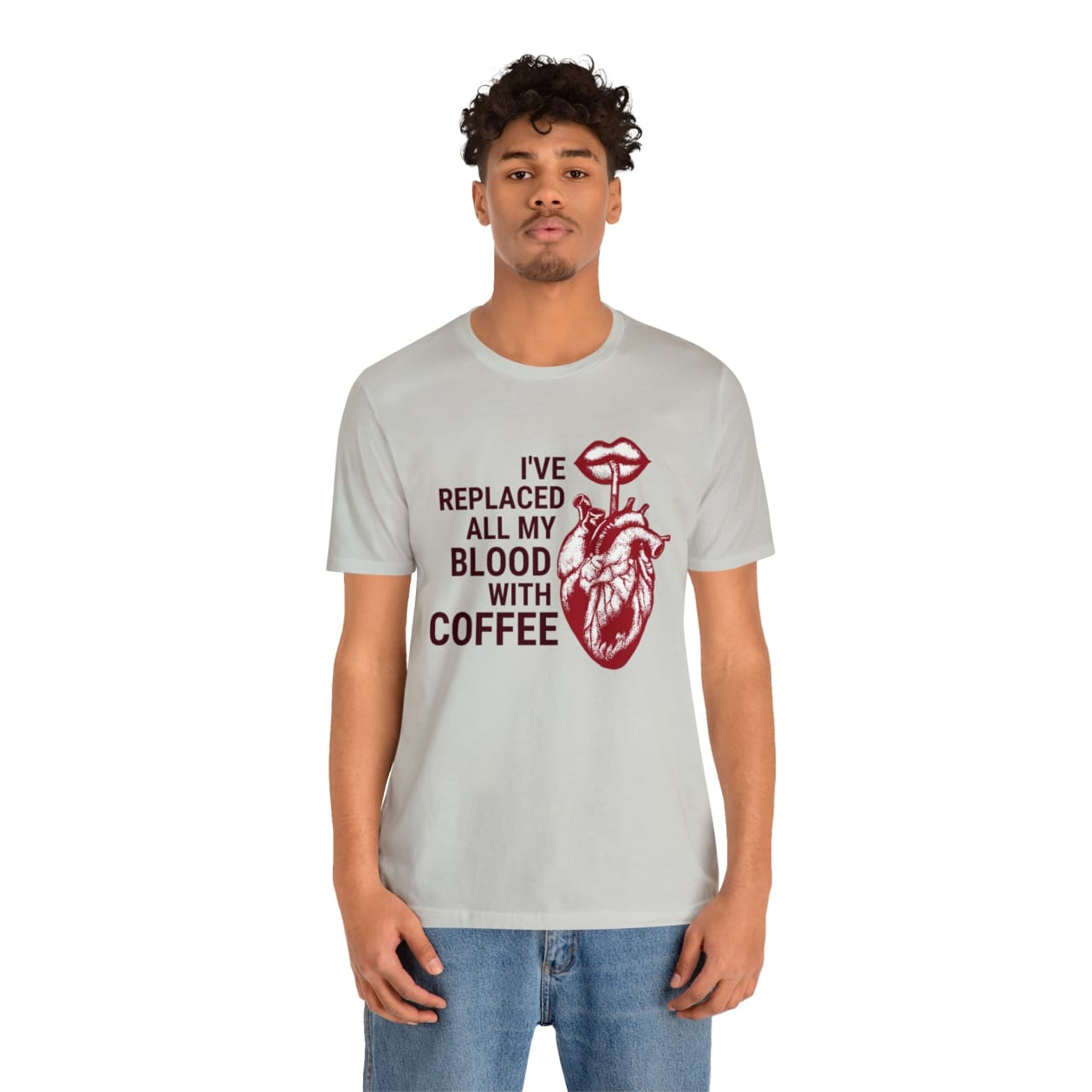 I've Replaced All My Blood With Coffee Jersey Short Sleeve Tee [Multiple Colors and Sizes]