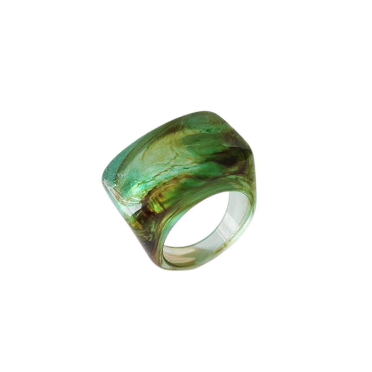 Resin Swirl Statement Ring (7 Colorways) - Color: Jade