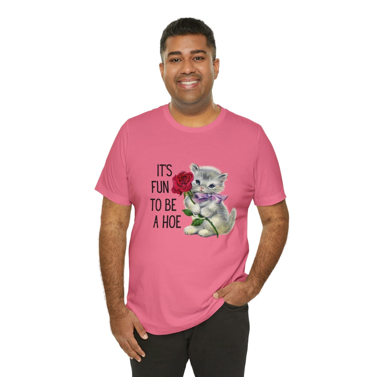 It's Fun to be a Hoe Jersey Short Sleeve Tee [Multiple Color Options] with Kitten Motif