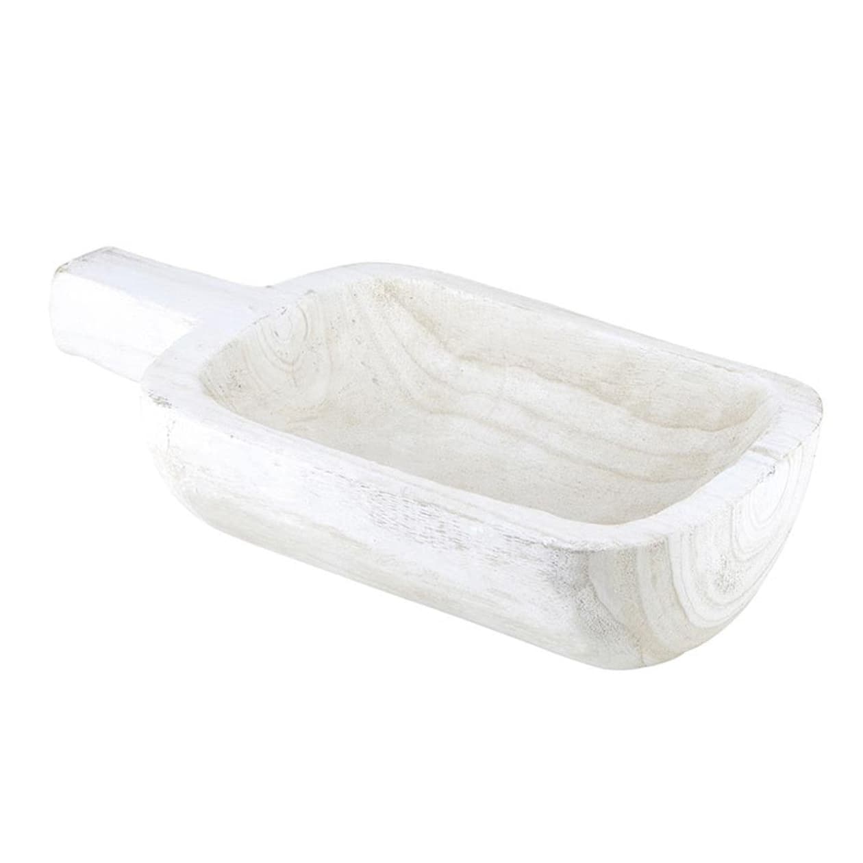 Paulownia Single Handle Bowl White | Entryway Bowl for Keys