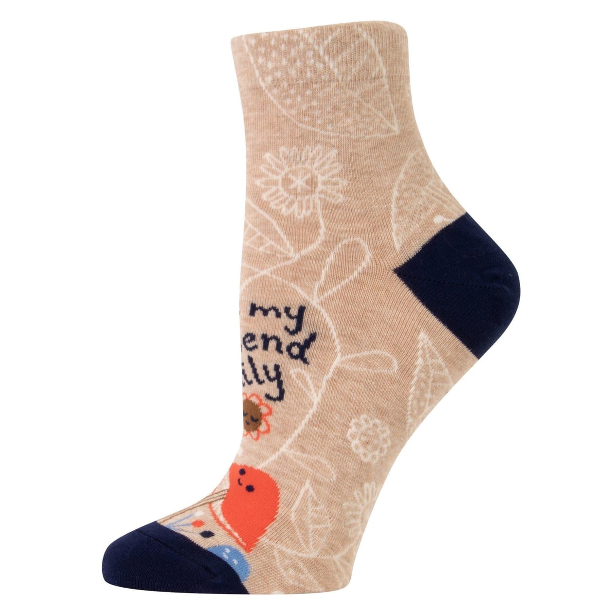 Love My Lil' Friend Family Women's Ankle Socks with Mushroom Flower Design | BlueQ at GetBullish