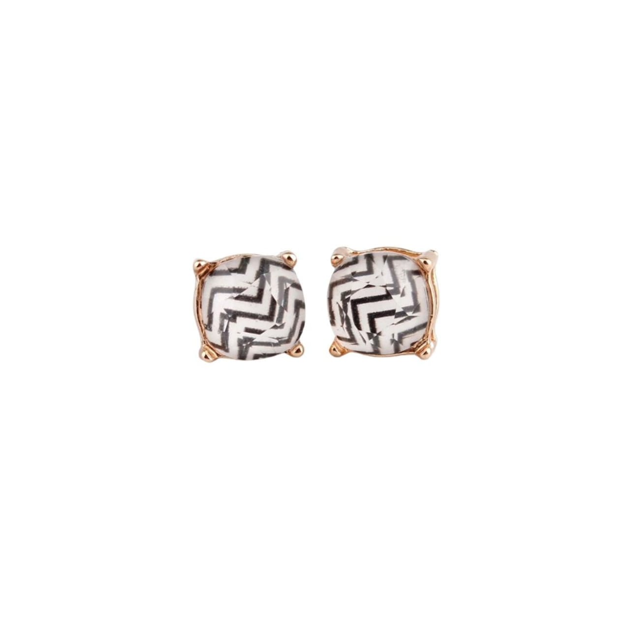 Zebra Stripes Square Stud Earrings