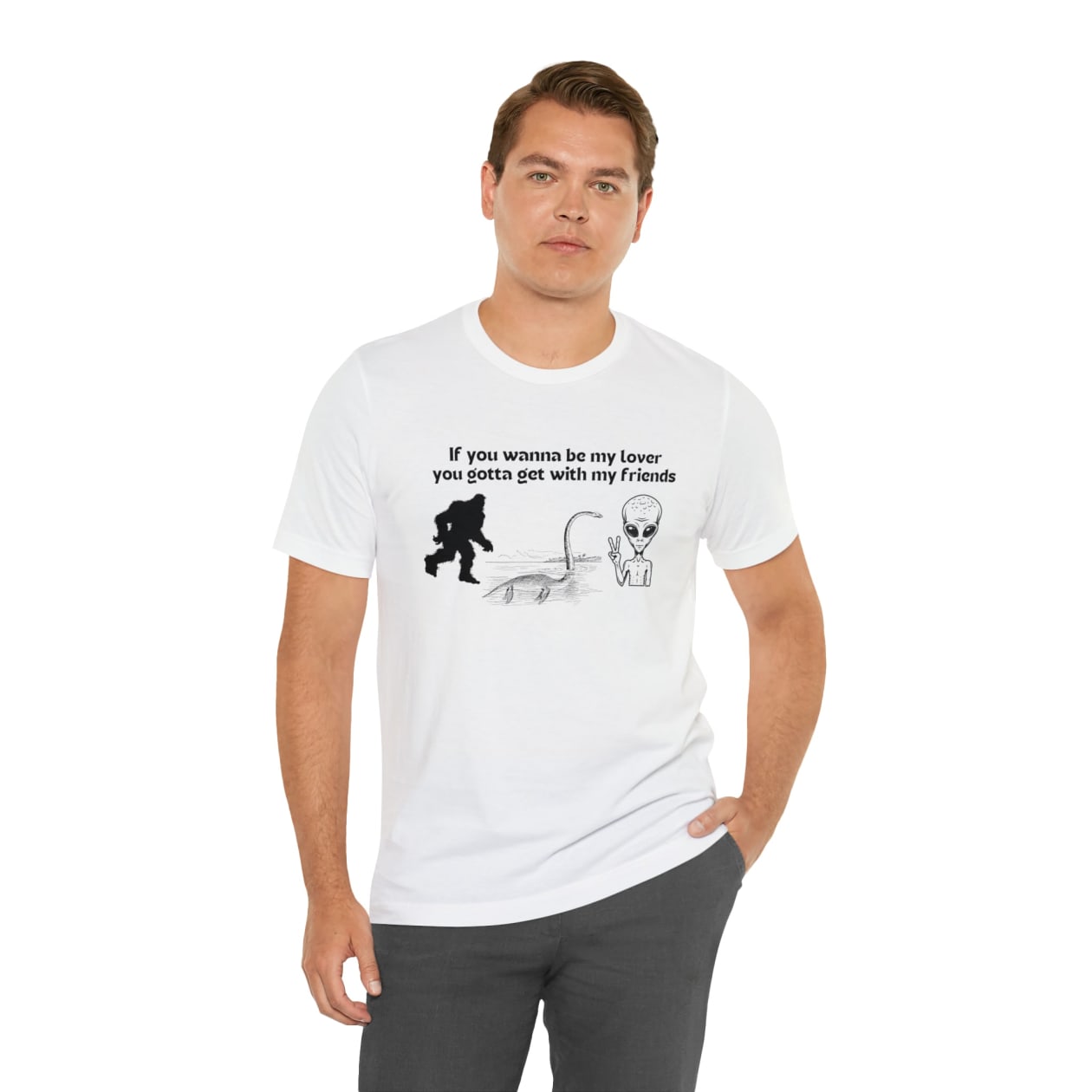 If You Wanna Be My Lover Unisex Jersey Short Sleeve Tee | Bigfoot Dinosaur Alien