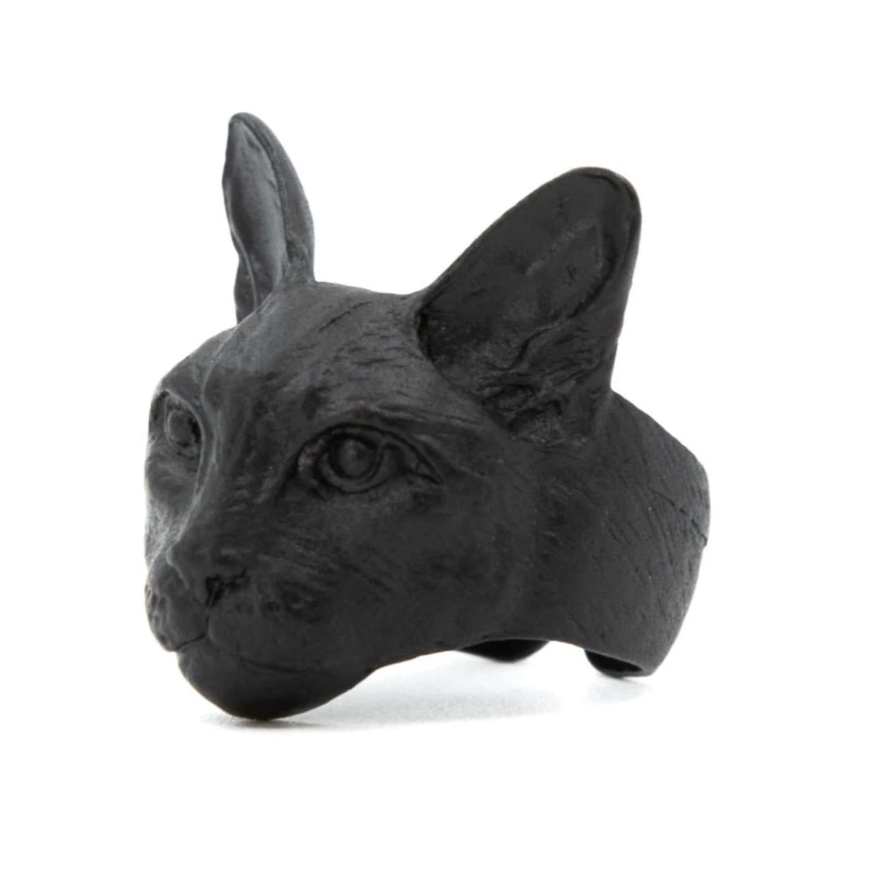 Matte Black Cat Statement Ring | Gift Box