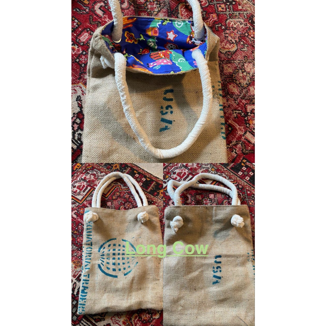 Handmade Burlap Tote Bag