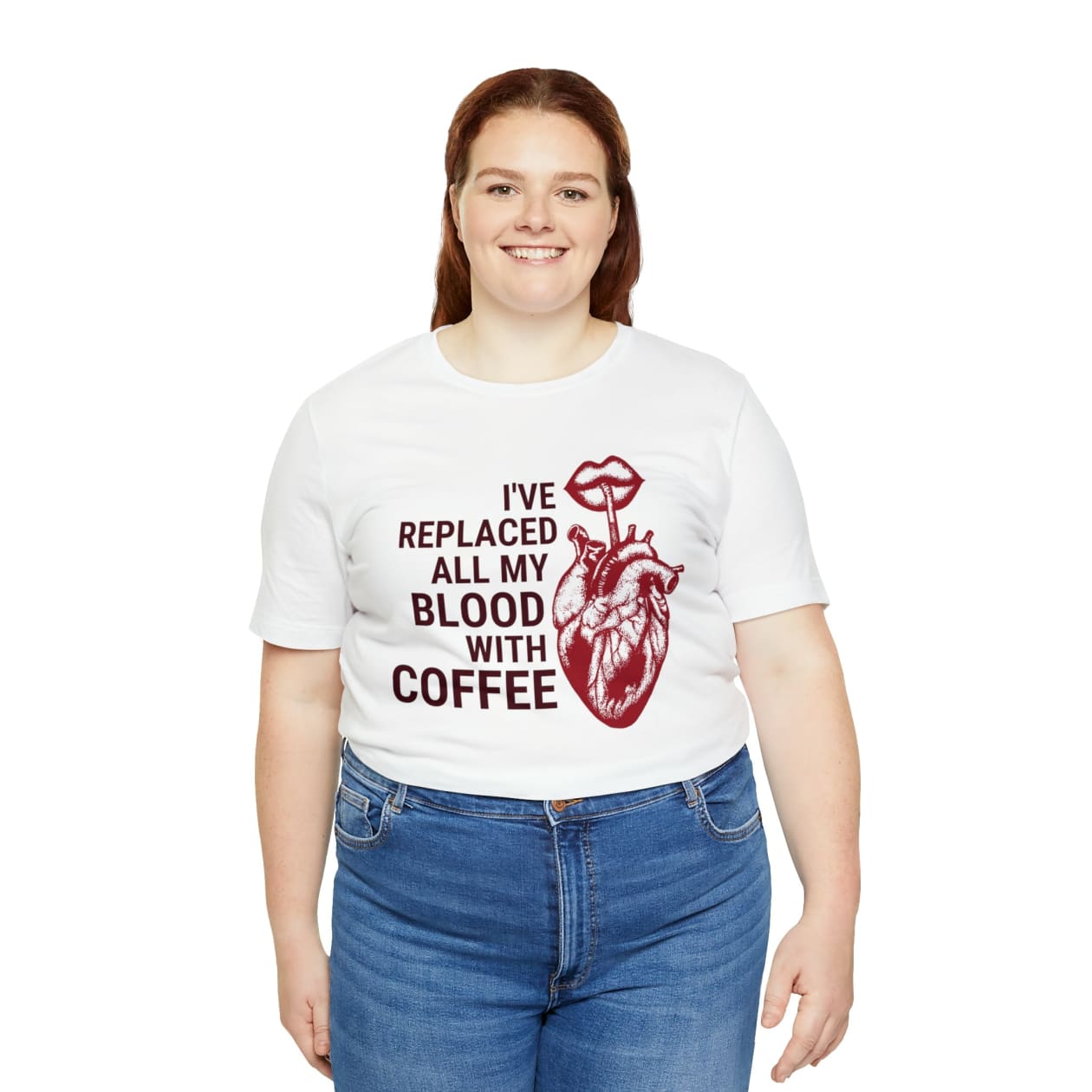 I've Replaced All My Blood With Coffee Jersey Short Sleeve Tee [Multiple Colors and Sizes]