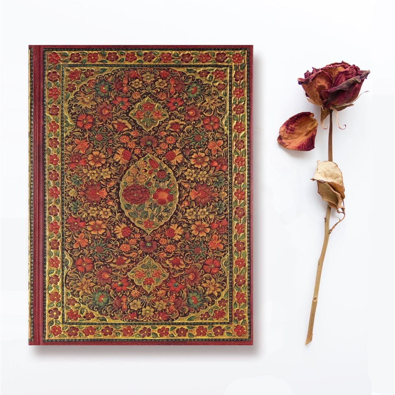 Gilded Floral Journal | 19th Century Persian Art | 6-1/4'' x 8-1/4''