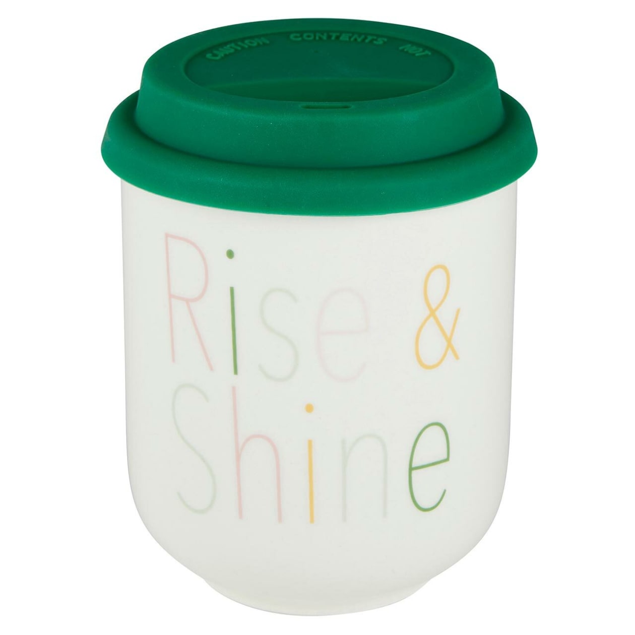 Rise & Shine Ceramic To Go Mug | Holds 16 oz. | Eco Mug with Silicone Lid and Sleeve