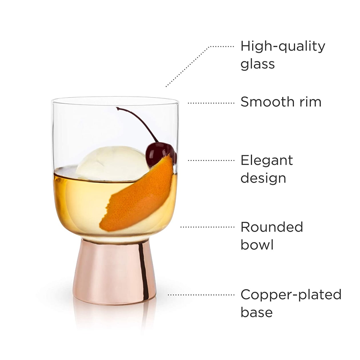 Set of 6 Raye Copper Footed Cocktail Tumblers in Gift Box