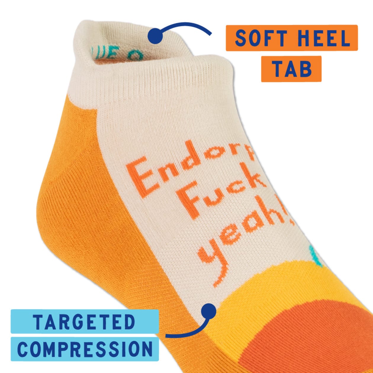 Endorphins Fuck Yeah Unisex Sneaker Socks [2 Size Options] | BlueQ at GetBullish