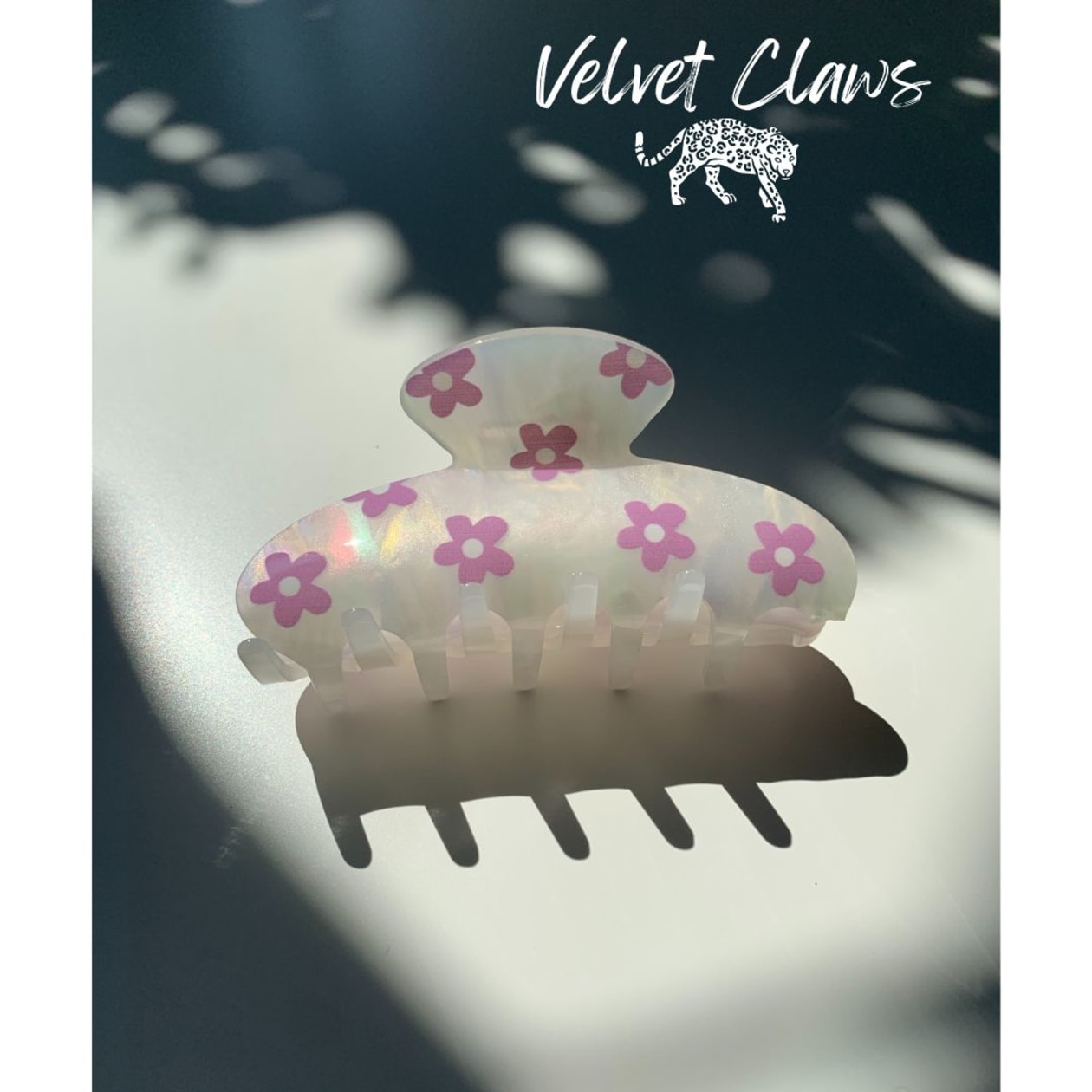 Velvet Claws Hair Clip | The McKenzie in Purple Flower | Claw Clip in Velvet Travel Bag