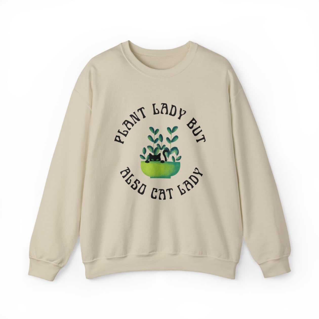 Plant Lady But Also Cat Lady Unisex Heavy Blend™ Crewneck Sweatshirt Sizes SM-5XL | Plus Size Available
