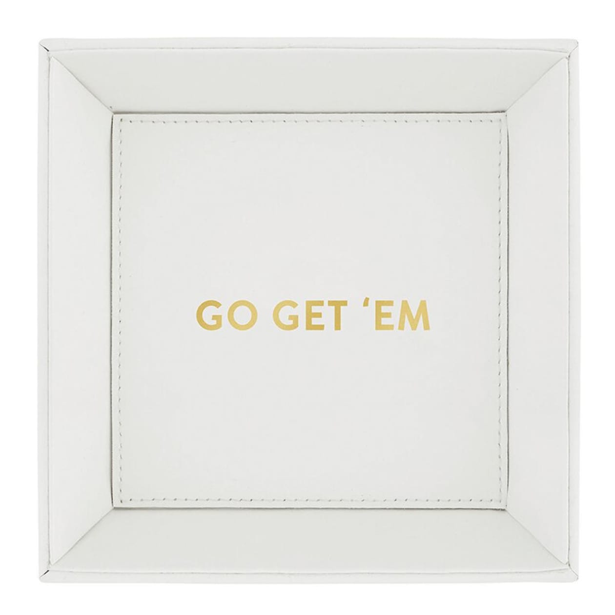 Go Get 'Em White Valet Tray | Motivational Gift Tray for Keeping Keys, Jewelry, Etc.
