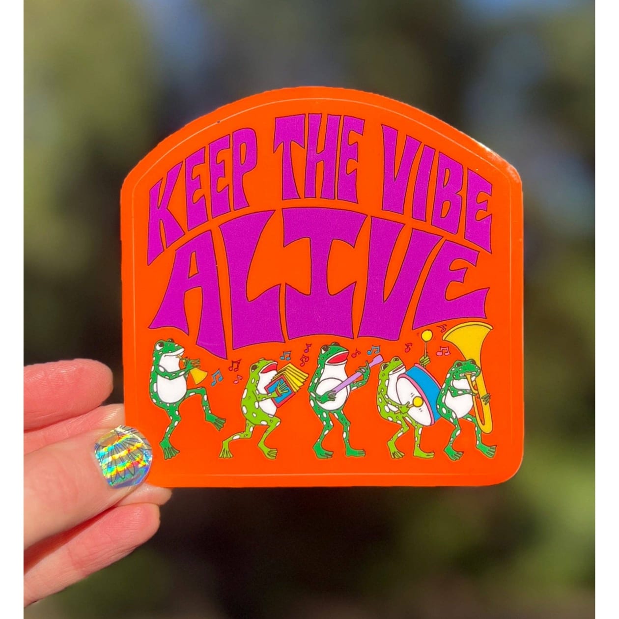 Keep The Vibe Alive Frog Parade Vinyl Sticker | 3"