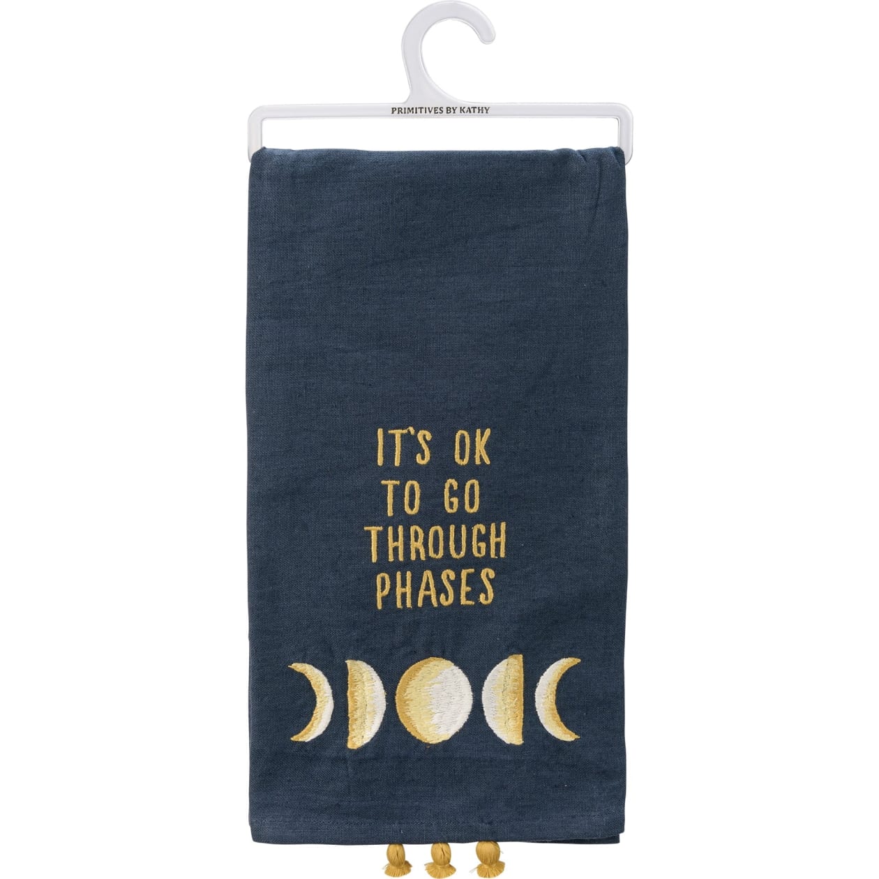 It's Ok To Go Through Phases Kitchen Towel | Navy Blue Cotton Linen Tea Dish Towel | 20" x 26"