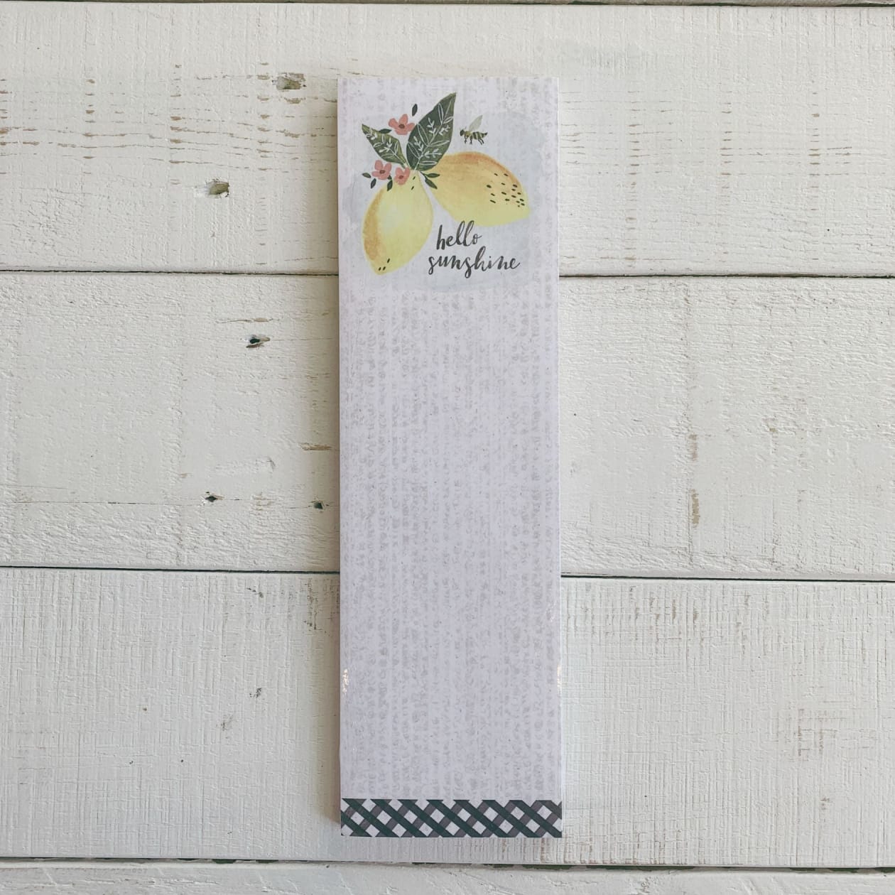 Hello Sunshine List Notepad with Watercolor Lemon Design | 9.5" x 2.75" | Holds to Fridge with Strong Magnet