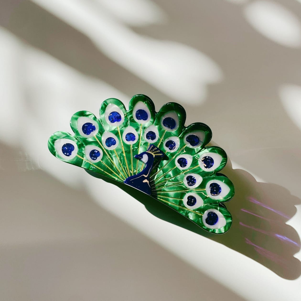 Velvet Claws Hair Clip | Gorgeous Peacock | Claw Clip in Velvet Travel Bag