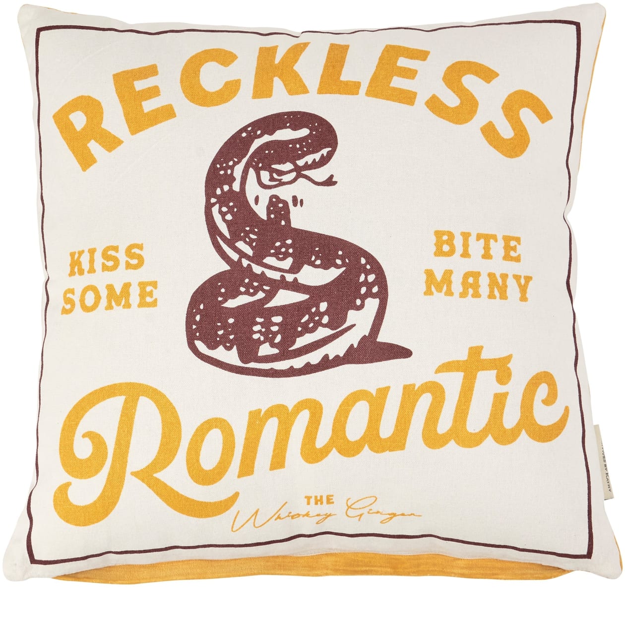 Reckless Romantic Kiss Some Bite Many Rattlesnake Throw Pillow | Western Themed Cushion |  16" x 16"