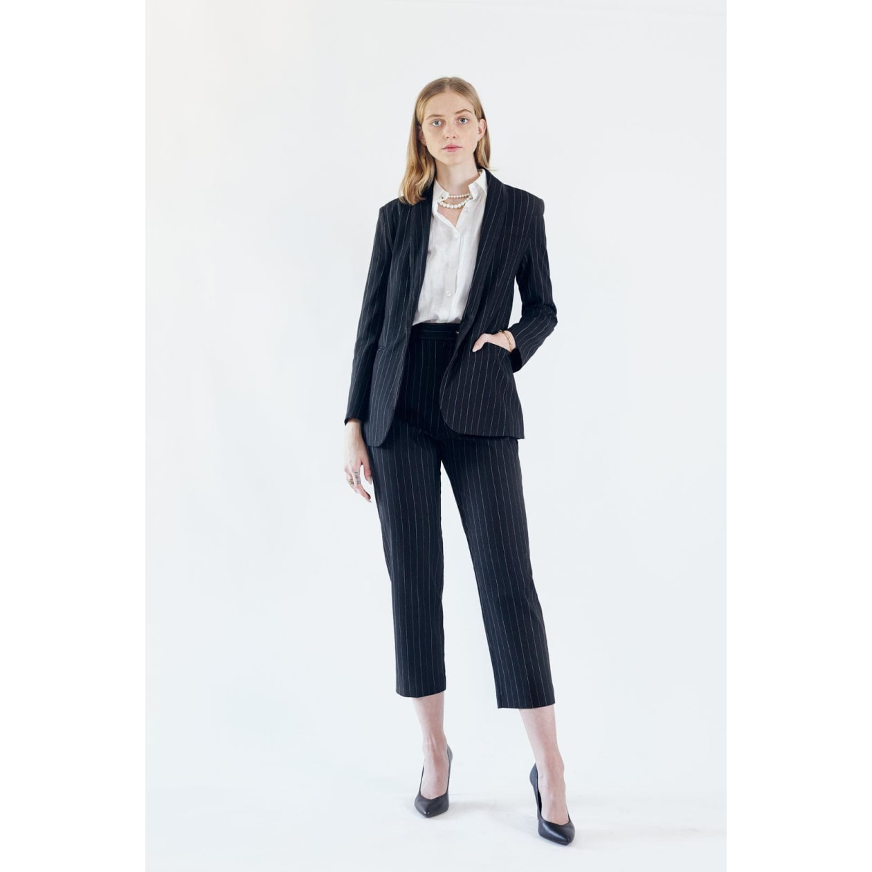 Black Pinstripes Blazer