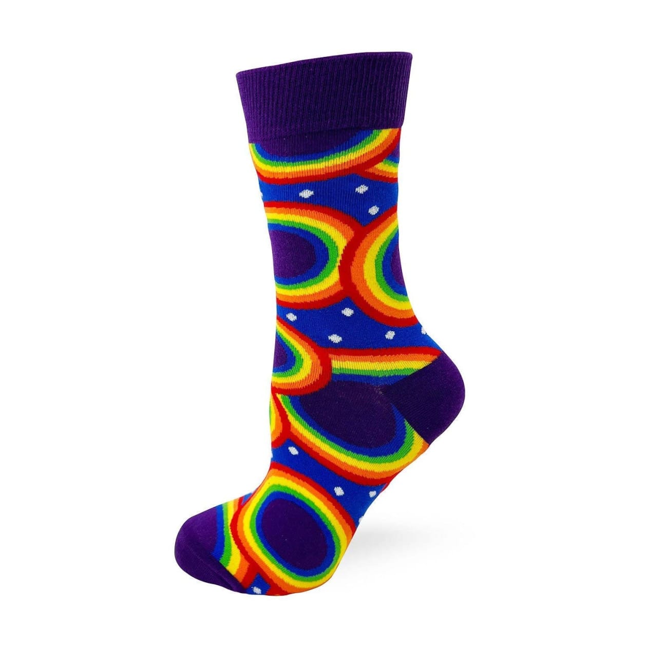 Ally Women's Novelty Crew Socks in Purple and Rainbow Design | LGBT Community Supporters