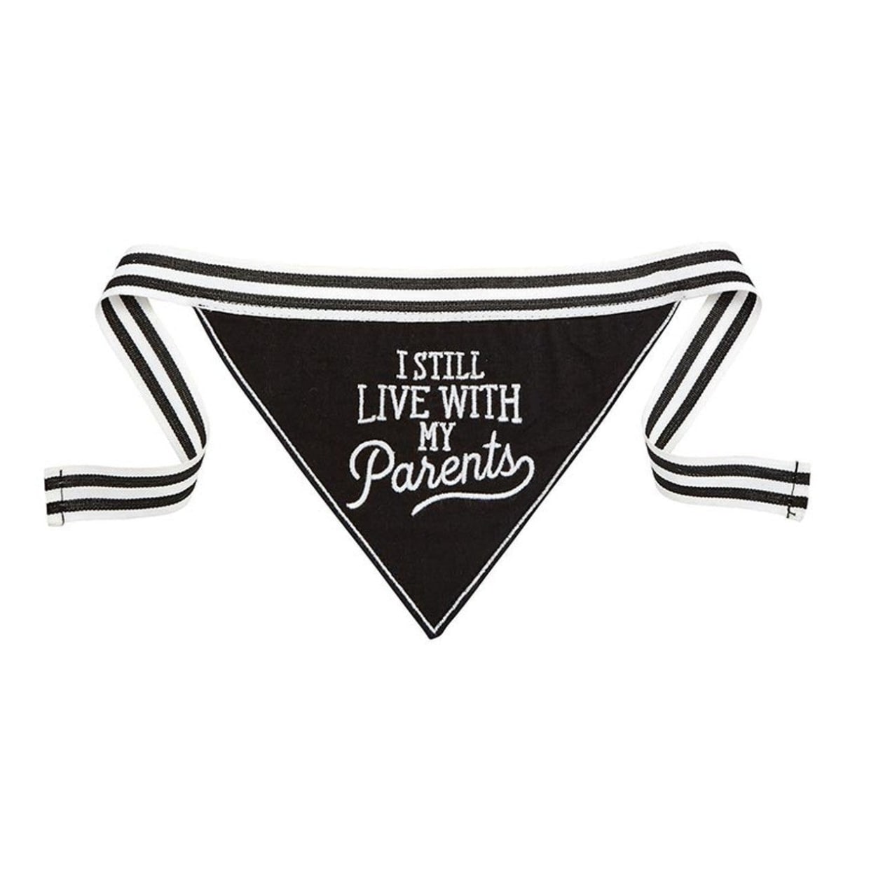 I Still Live With My Parents Black Pet Bandana | Embroidered Text