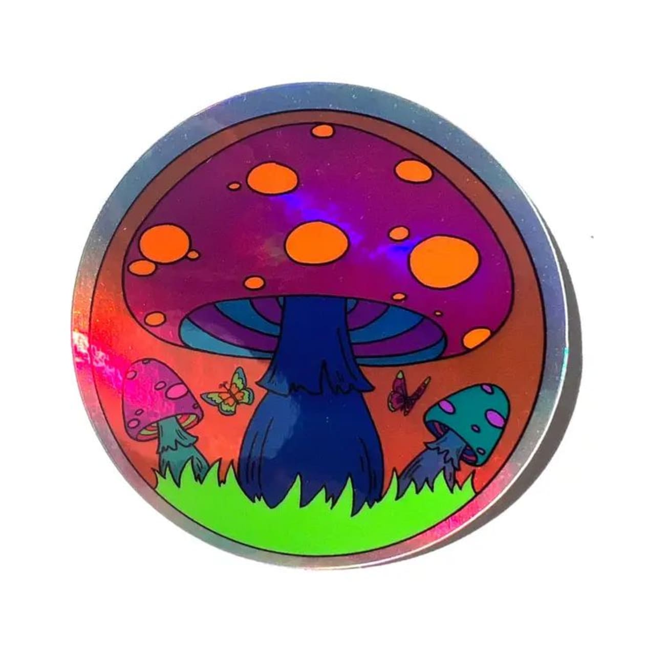 Groovy Mushroom Hologram Hippie Vinyl Sticker | 3"