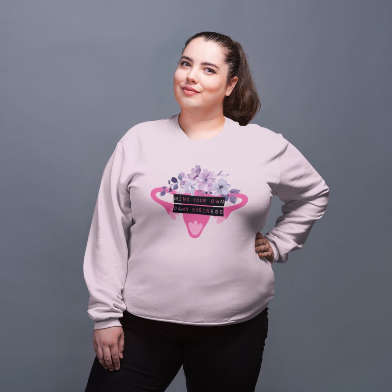 Mind Your Own Damn Business Flower Uterus Pro-Choice Unisex Heavy Blend™ Crewneck Sweatshirt