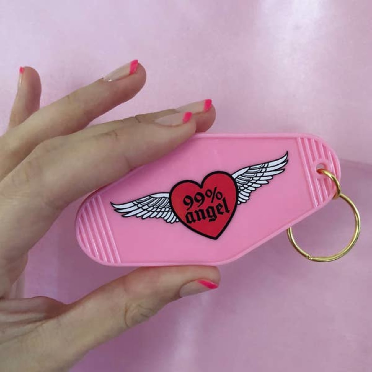 99% Angel Motel Styel Keychain in Pink