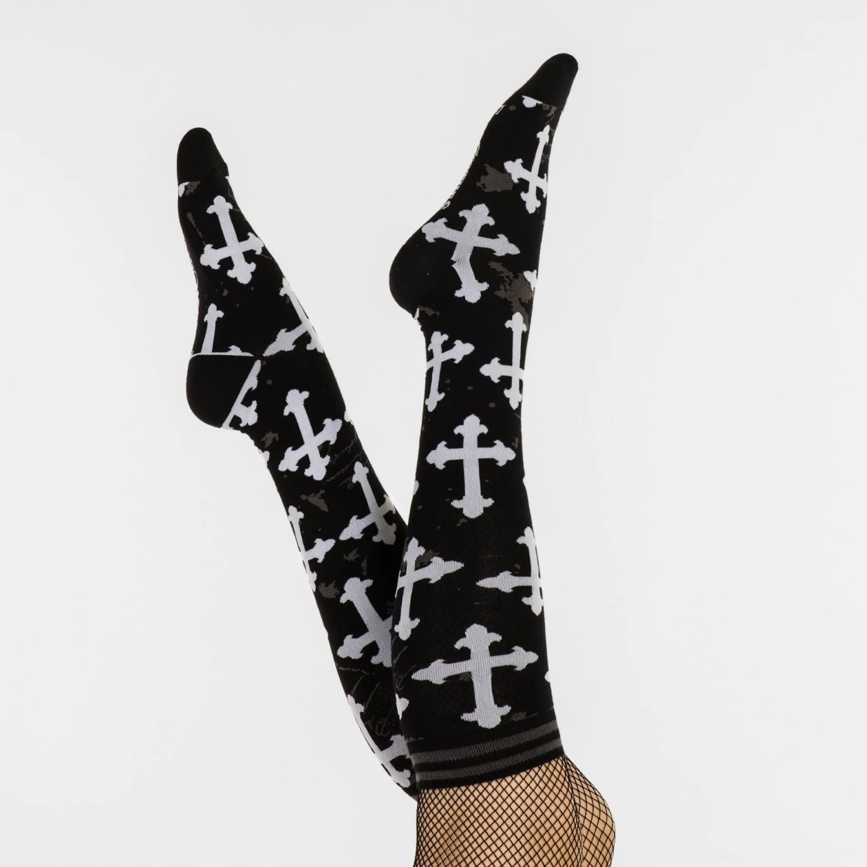 Gothic Crosses Knee High Socks