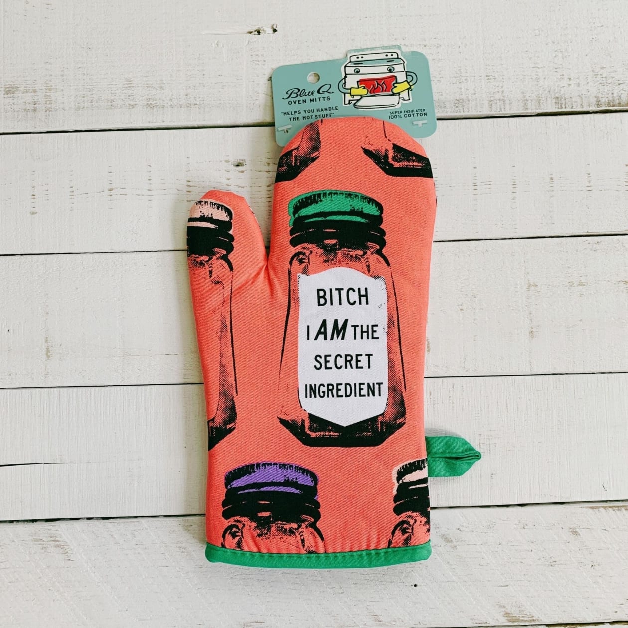 Bitch I Am The Secret Ingredient Oven Mitt | Kitchen Thermal Single Pot Holder | BlueQ at GetBullish