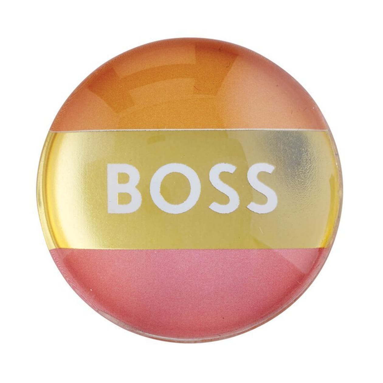 Round Glass Magnets | Metallic Gold Text | 10 Options Mix and Match - Title: Boss