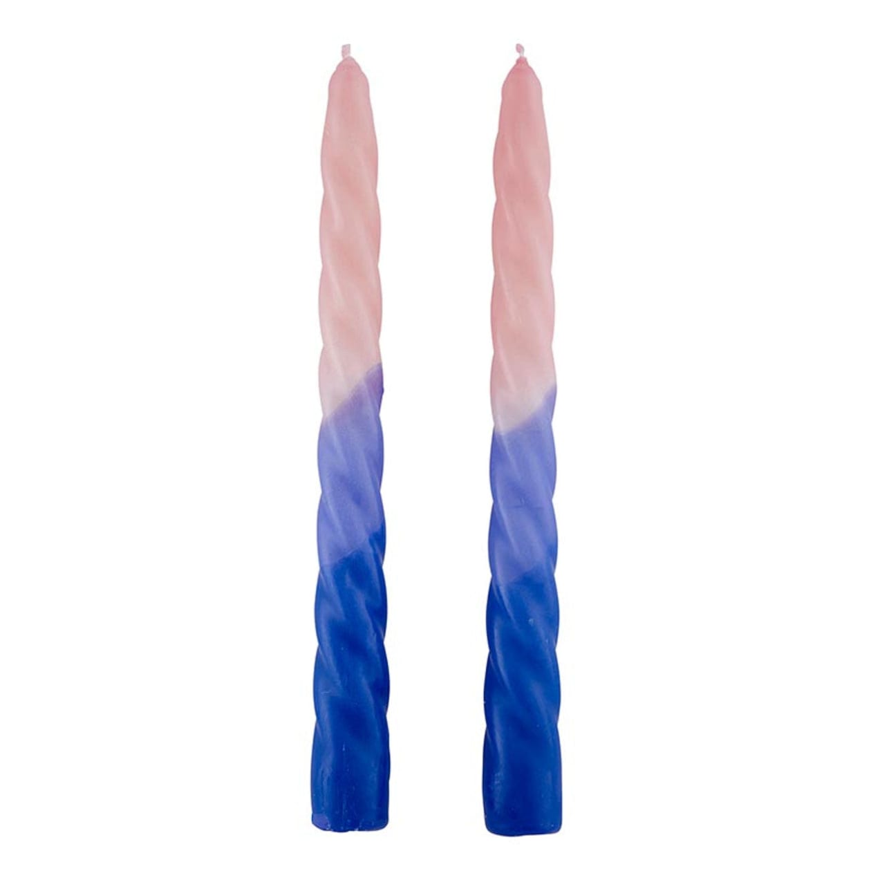 Set of 2 Taper Candle in Pink - Light Blue - Blue | Aesthetic Spiral Unscented Table Candlesticks | Gift for Her