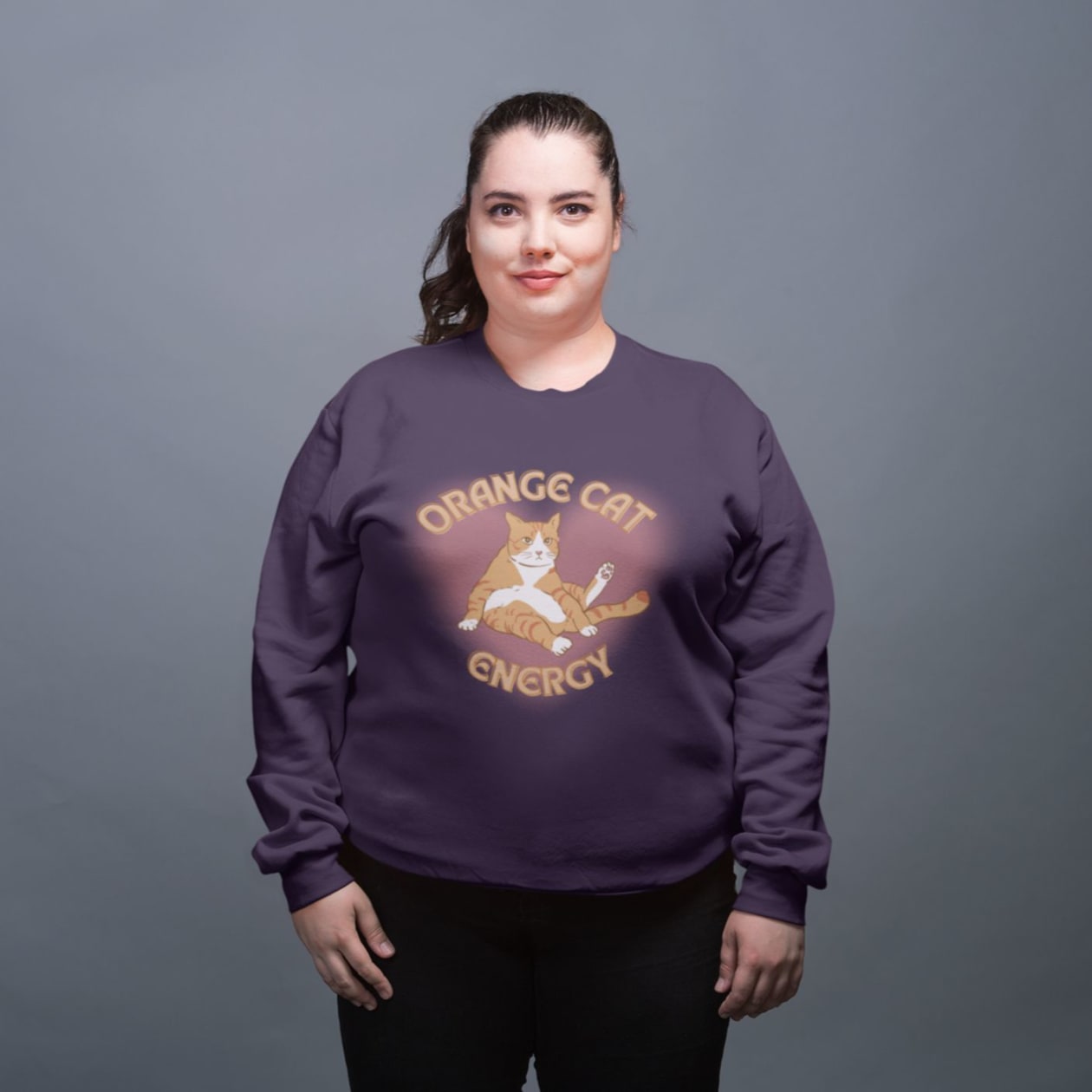 Orange Cat Energy Unisex Heavy Blend™ Crewneck Sweatshirt Sizes SM-5XL | Plus Size Available