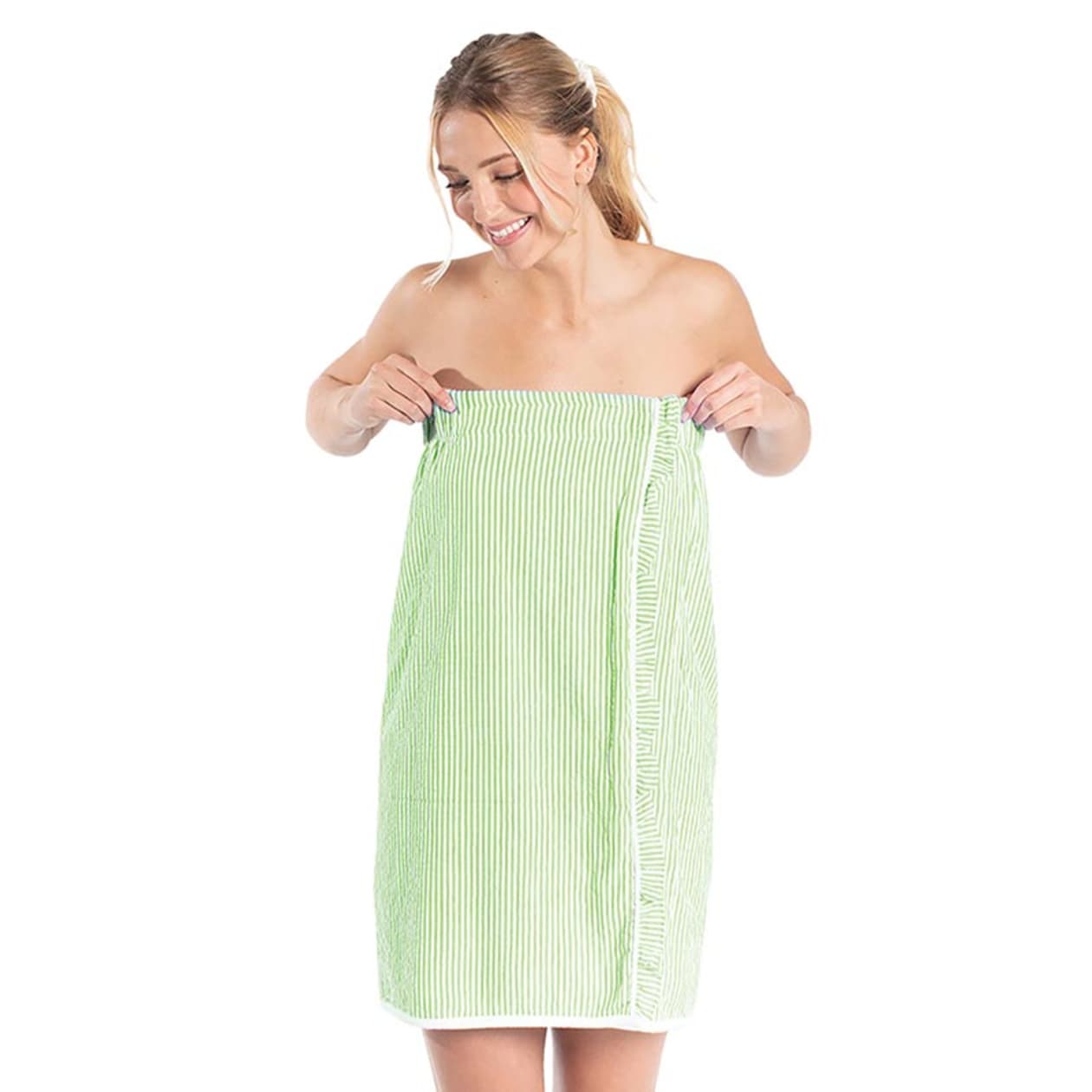 Lime Seersucker Spa Wrap | Stripes Bath Body Towel Shower