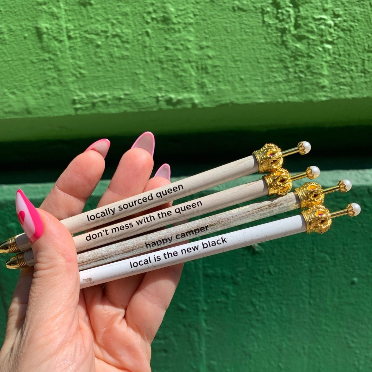 Farmhouse Crown Boxed Pen Set of 4 | Giftable Pens with Gold Accents | Local Is The New Black, Organically Grown Princess...