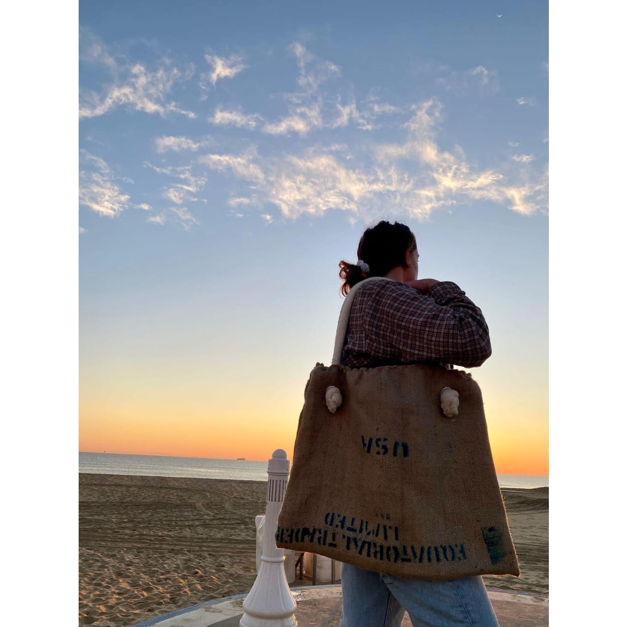 Handmade Burlap Tote Bag