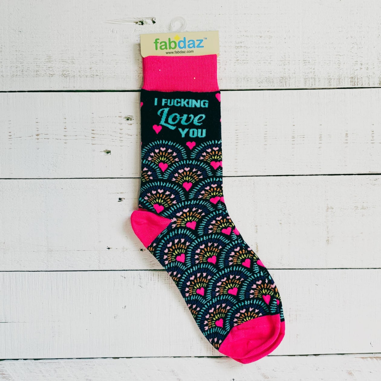 I Fucking Love You Women's Crew Socks | Hearts Design Ladies Novelty Socks