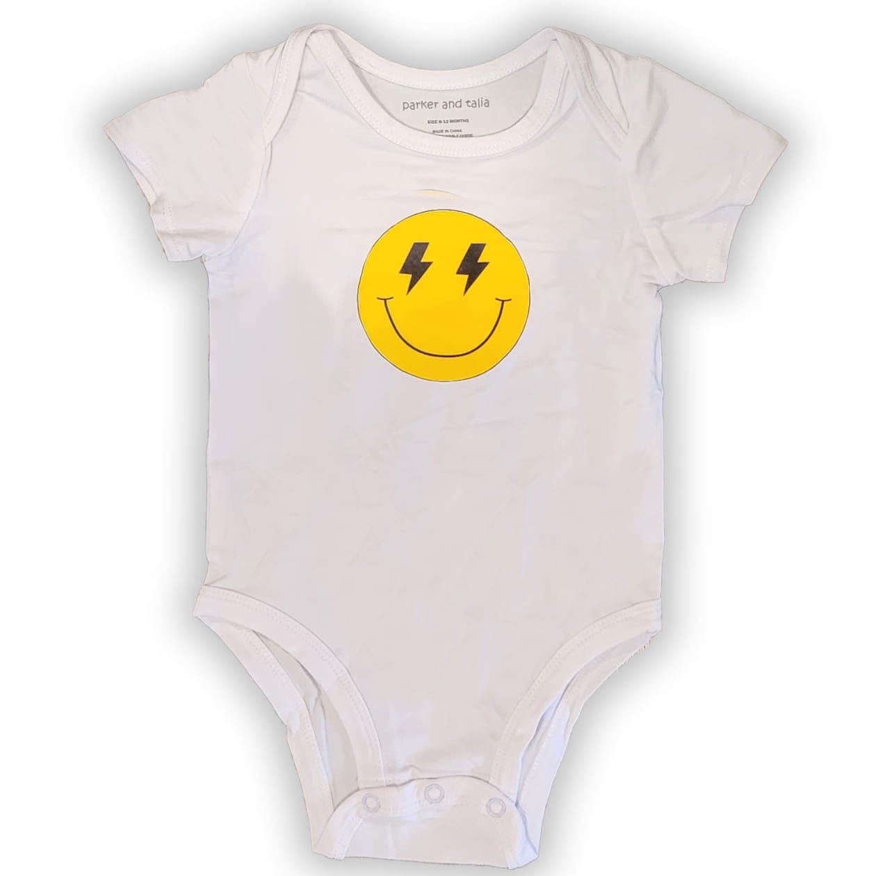 The Everyday Graphic Baby Onesie: Lightening Smiley - Size: 6-9 months