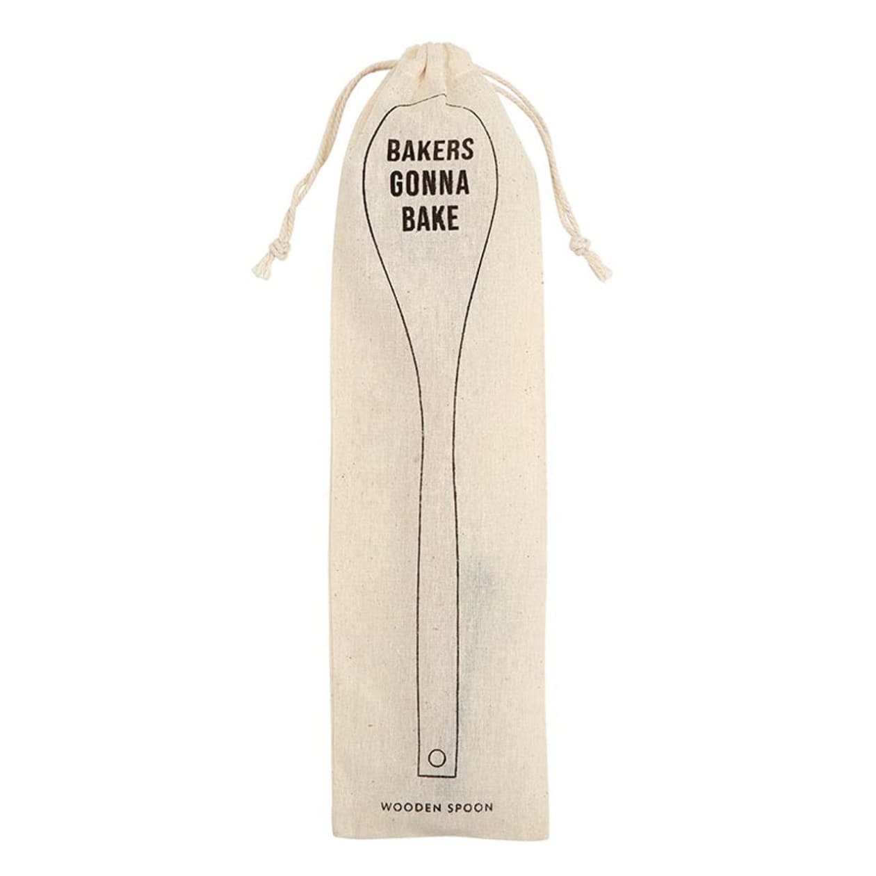 Bakers Gonna Bake Cooking Spoon | Wooden Kitchen Utensil in Canvas Gift Bag