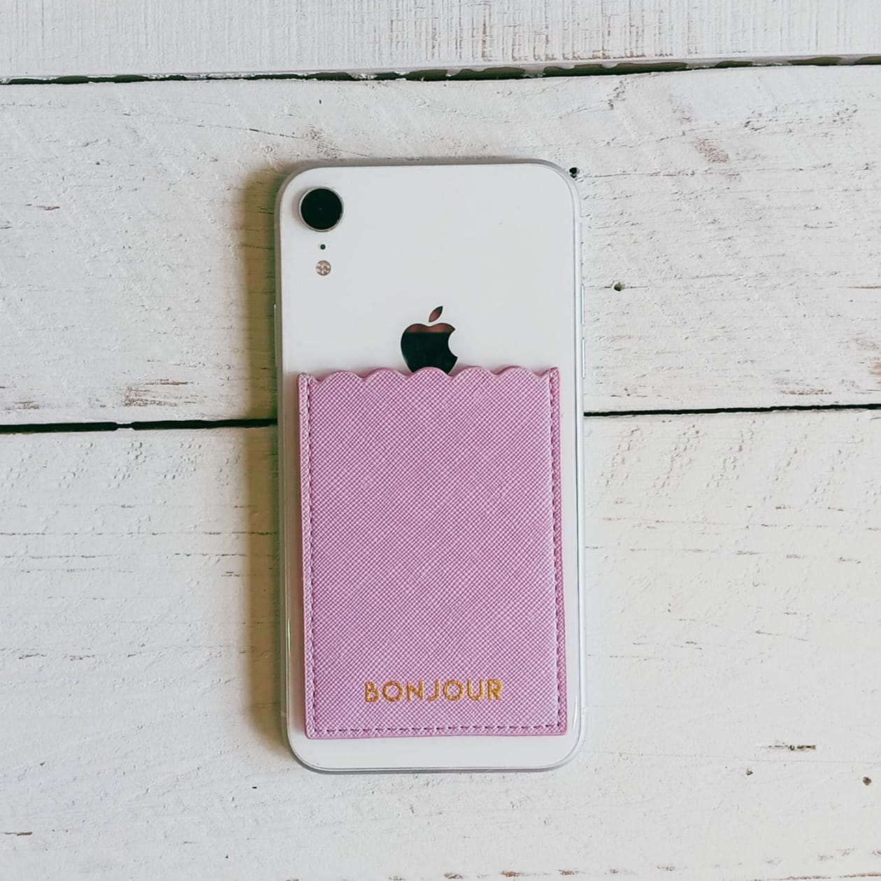 Bonjour Phone Pocket in Pink | Adhesive Pocket 2.5" x 3.5" for Cards or Cash