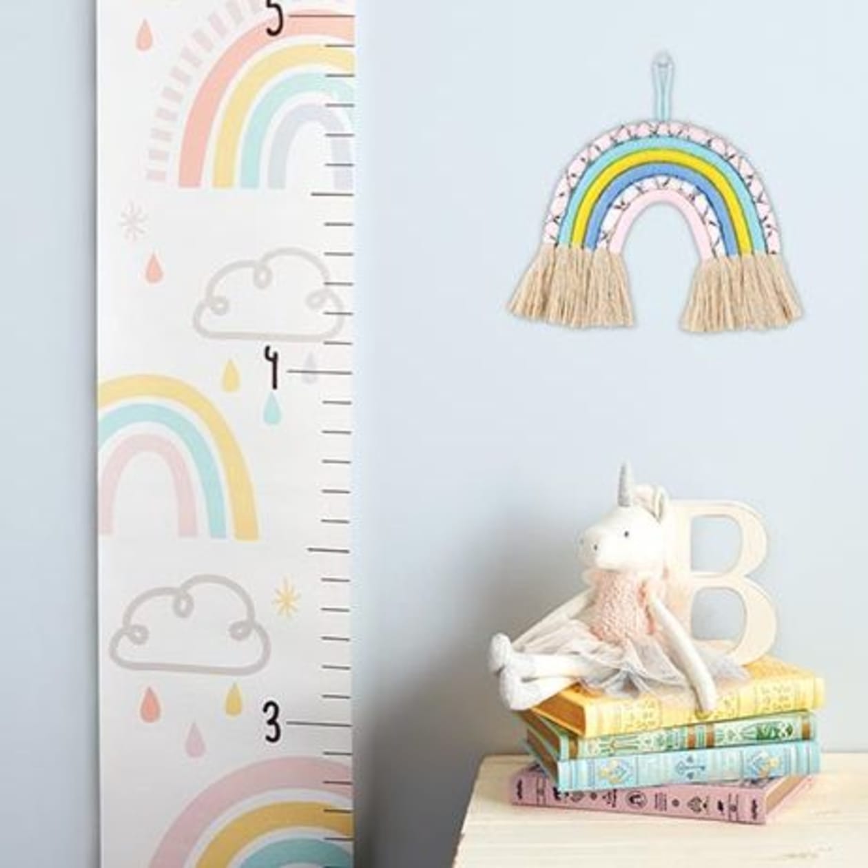 Rainbow 🌈 Kids Growth Chart | 65" Long Hanging Canvas Height Chart | Nursery Decoration