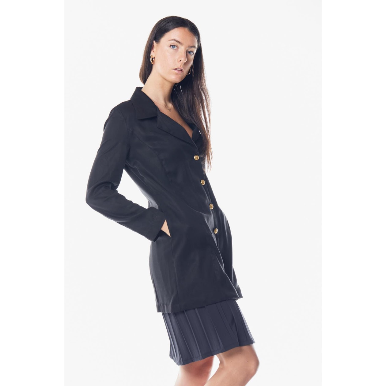 The Grace Long Blazer Dress in Black