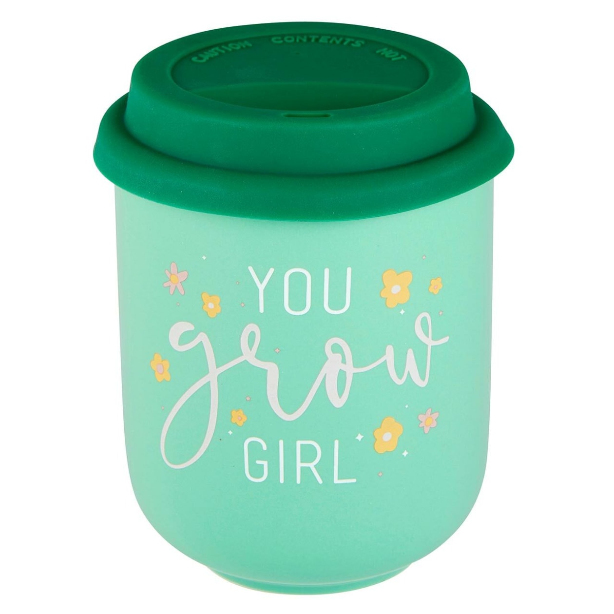 You Grow Girl Ceramic To Go Mug | Holds 16 oz. | Eco Mug with Silicone Lid and Sleeve