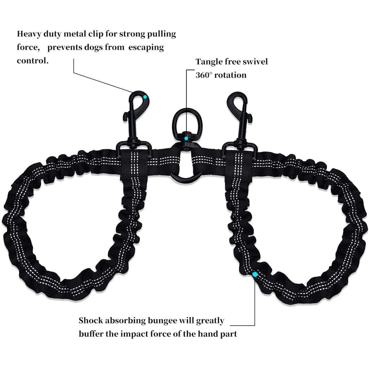 Dual Bungee Leash Add-On - Color: Black