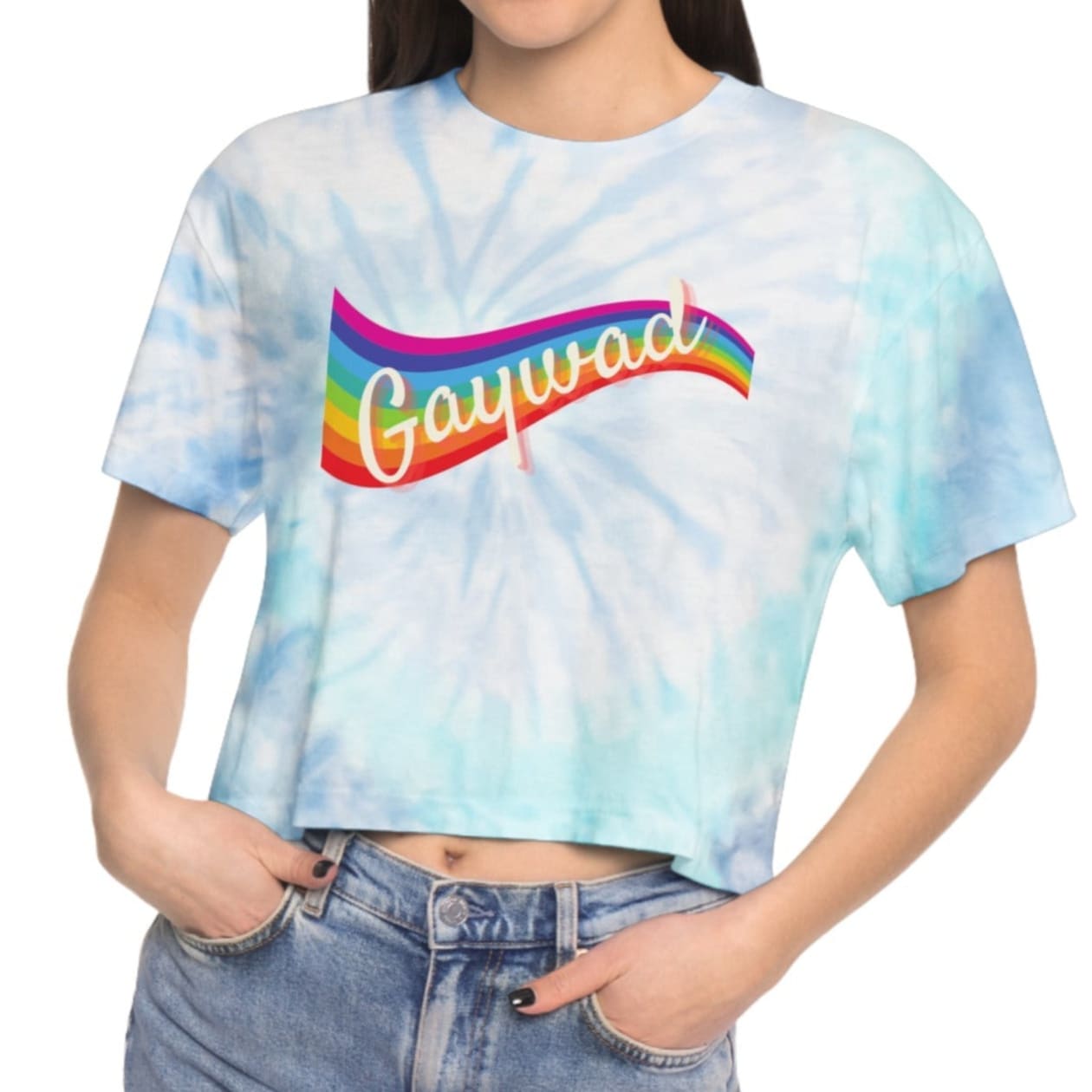 Gaywad Women's Tie-Dye Crop Tee - Color: Lagoon, Size: XS